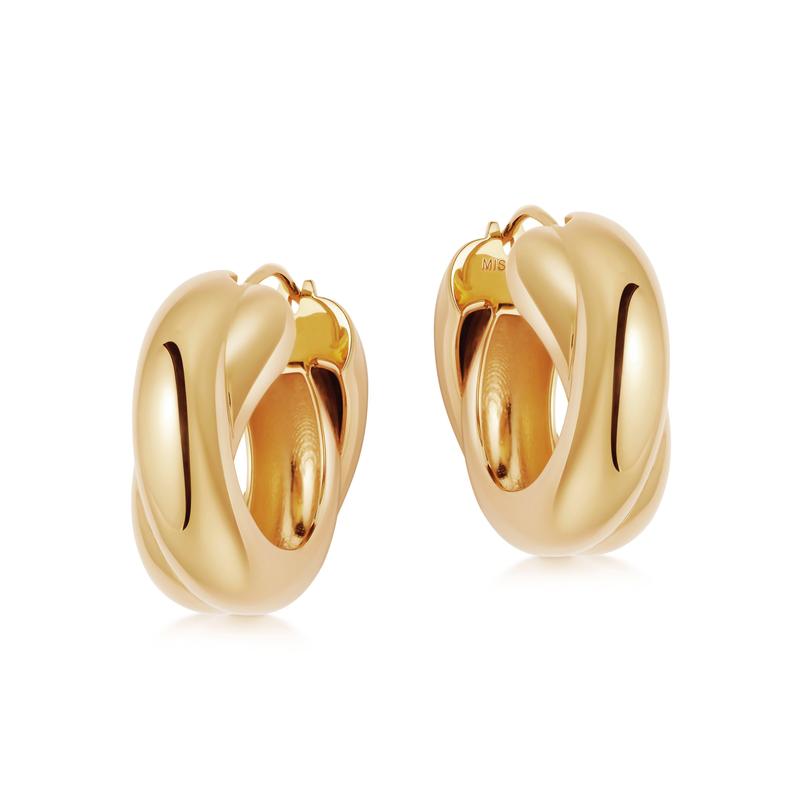 Lucy Williams Gold Chunky Entwine Hoop Earrings 