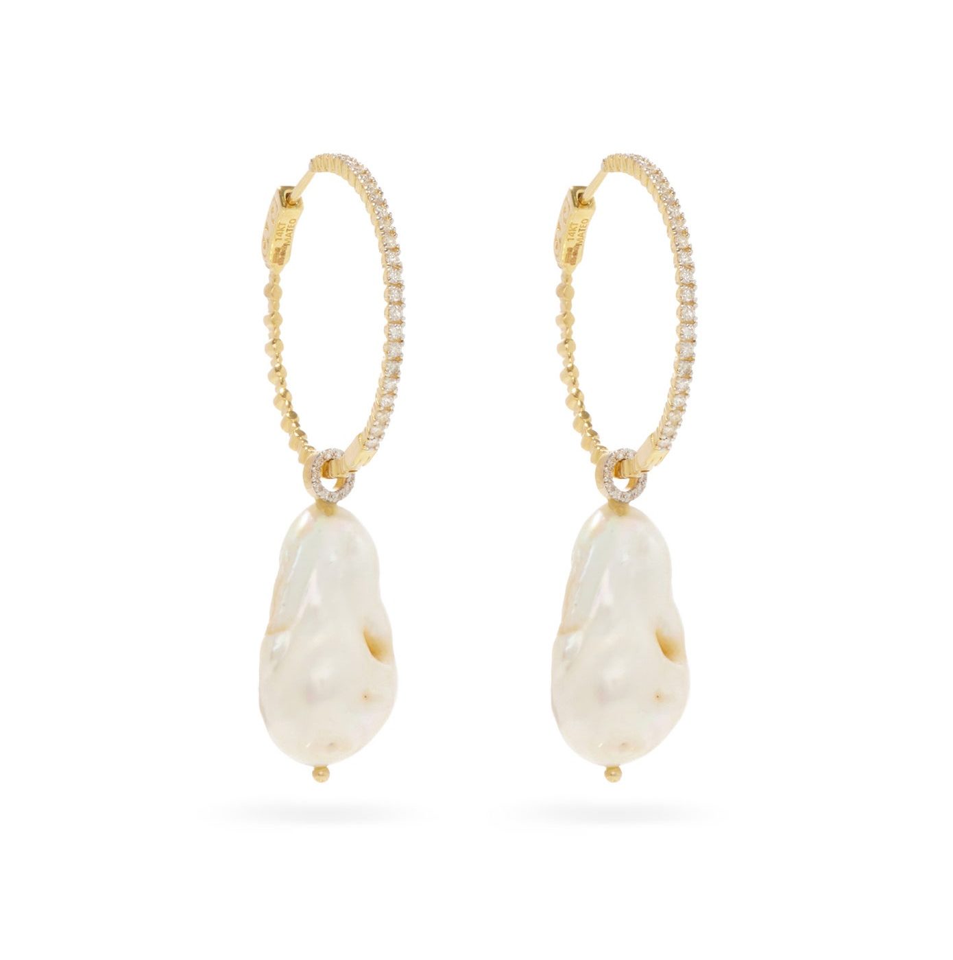 Diamond, Pearl, and 14kt Gold Earrings