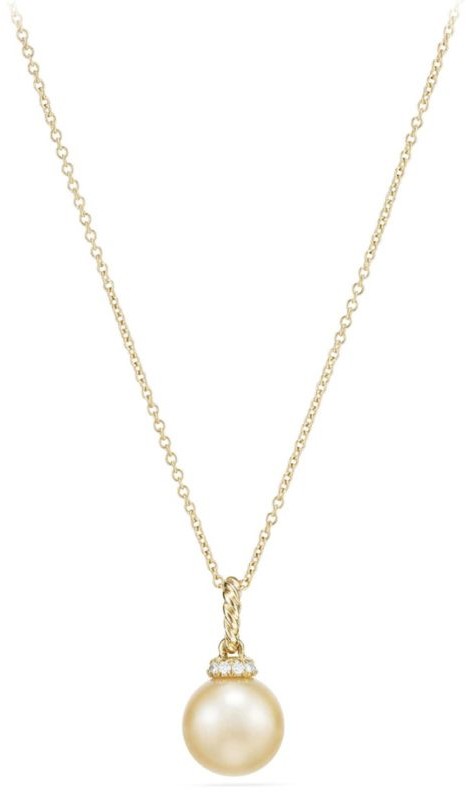 Solari Pendant Necklace with South Sea Golden Pearl & Diamonds
